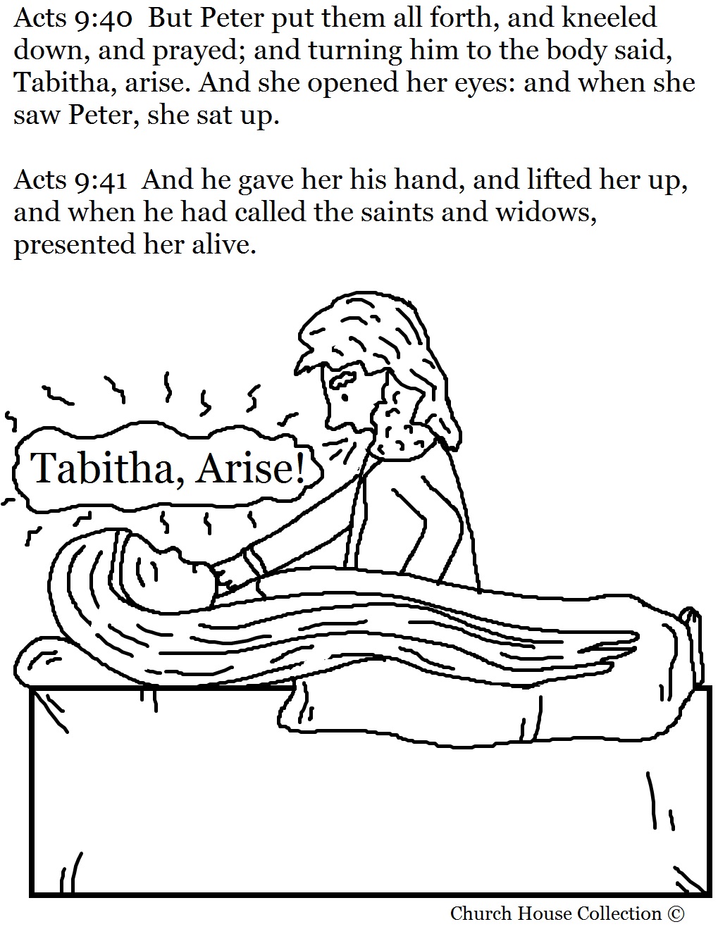 Peter Raises Tabitha From The Dead Coloring Page
